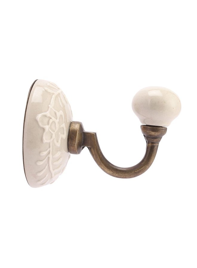 miah decor خطافات حائط عملية مصنوعة يدويًا من السيراميك المنقوش من ميا ديكور، لون أبيض - Image 2